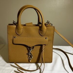 Rebecca Minkoff Structured Leather Top-Handle Satchel in Beige